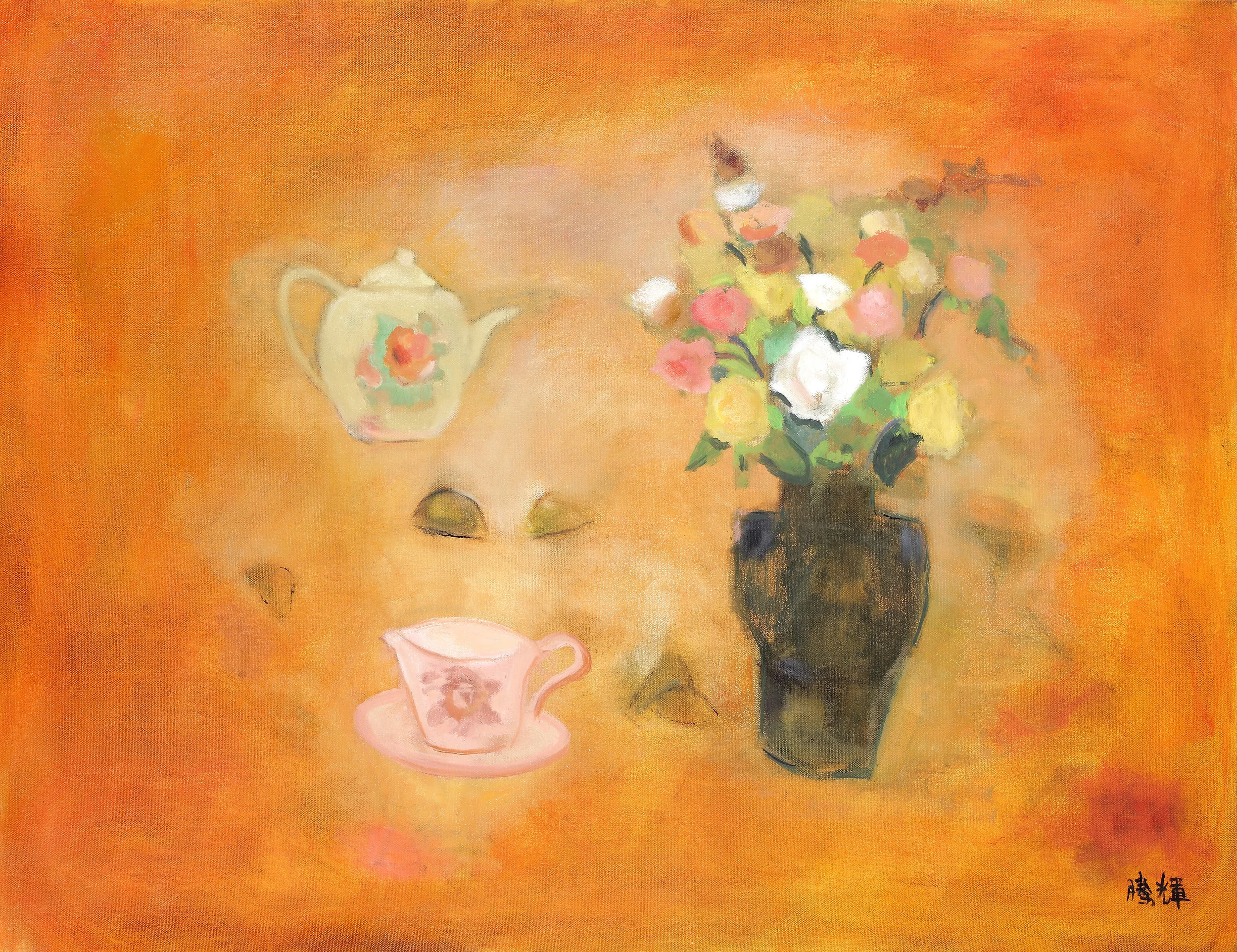 玫瑰下午茶 黃騰輝 油畫 2010 130x89cm