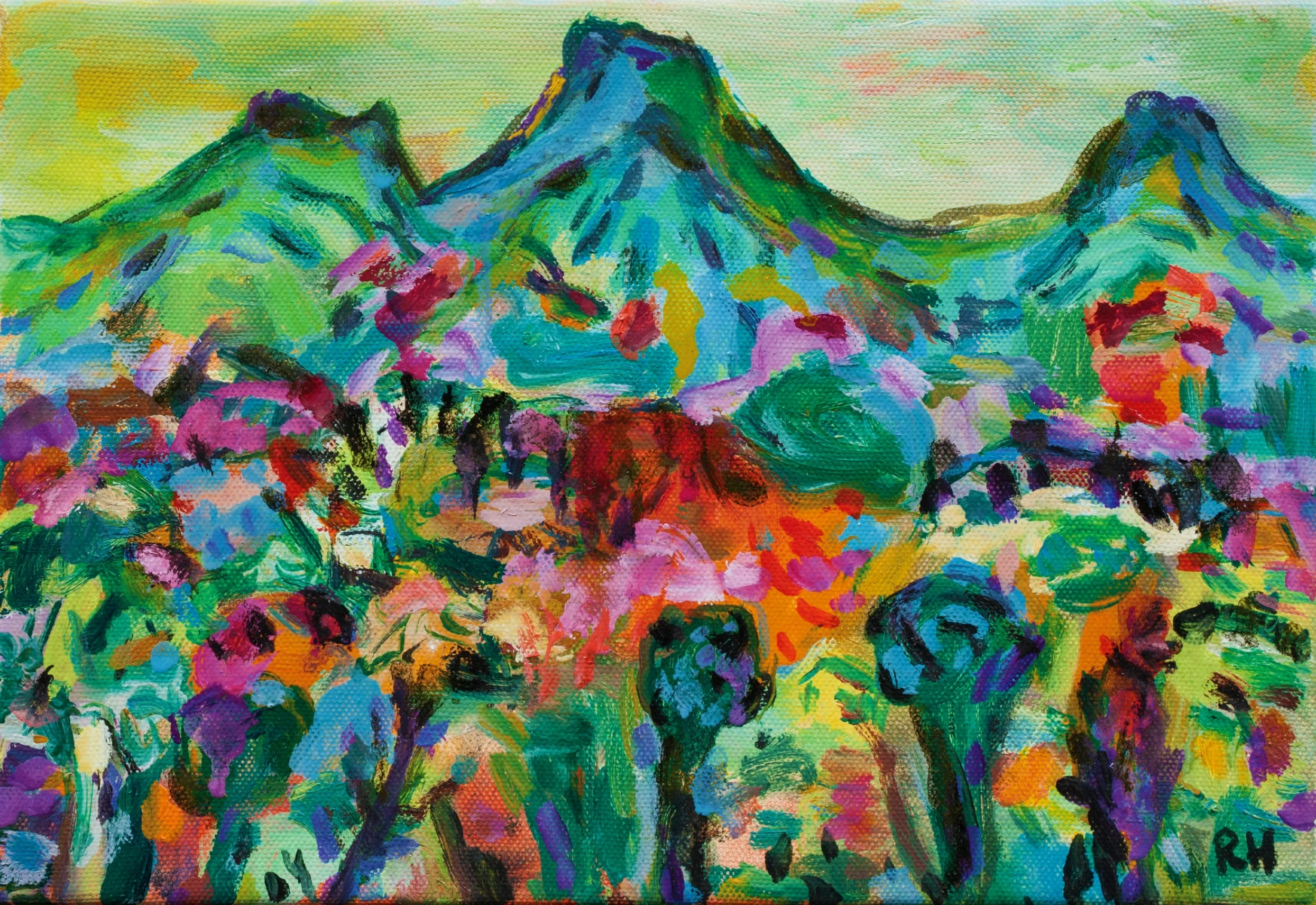 2003春天玉山上的櫻花與玫瑰 60x50cm.jpg