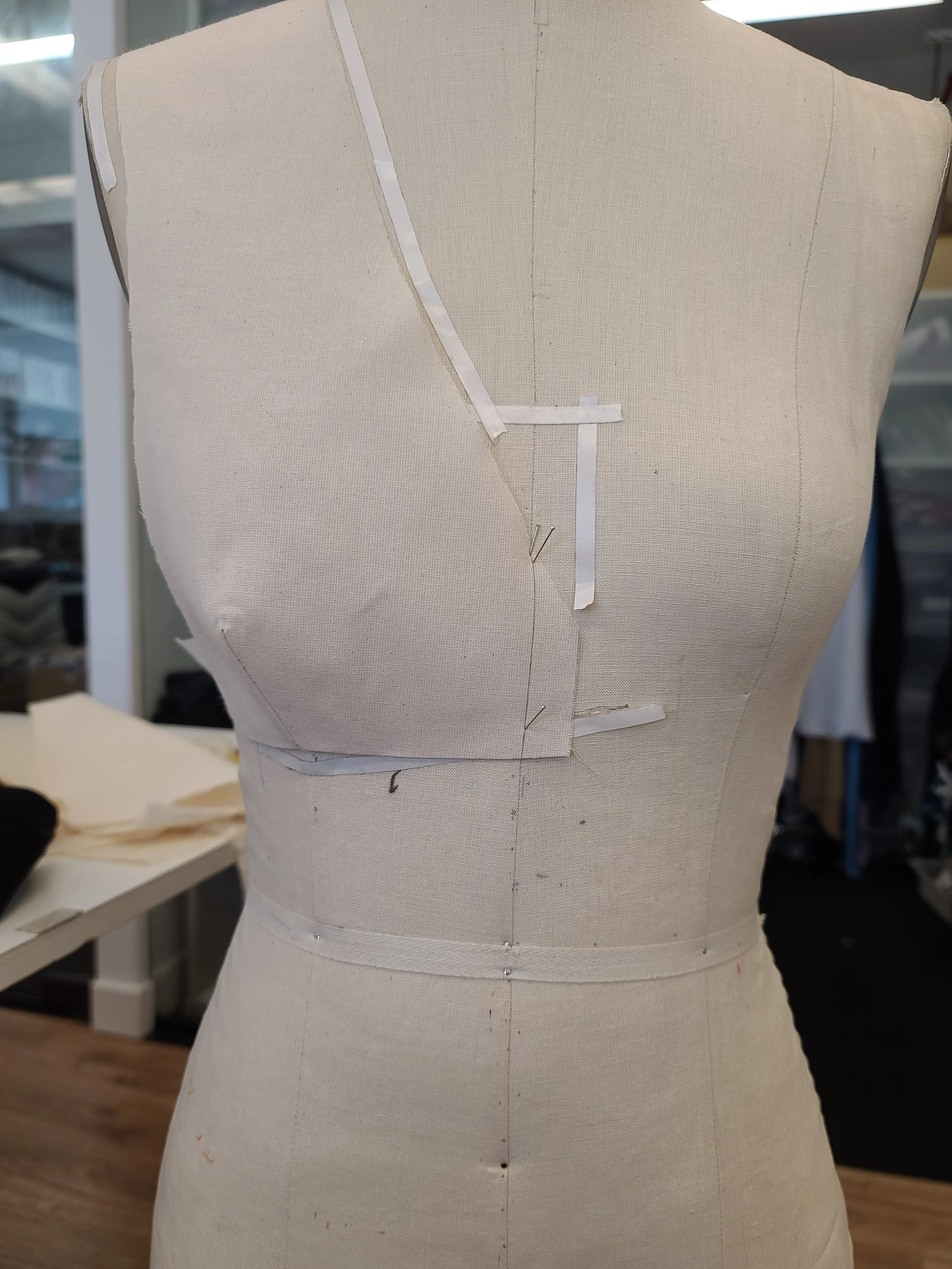  In other instances, I worked on drapes for the company. Here was a step in the process of creating a bra for one of our MJJ vests. 
