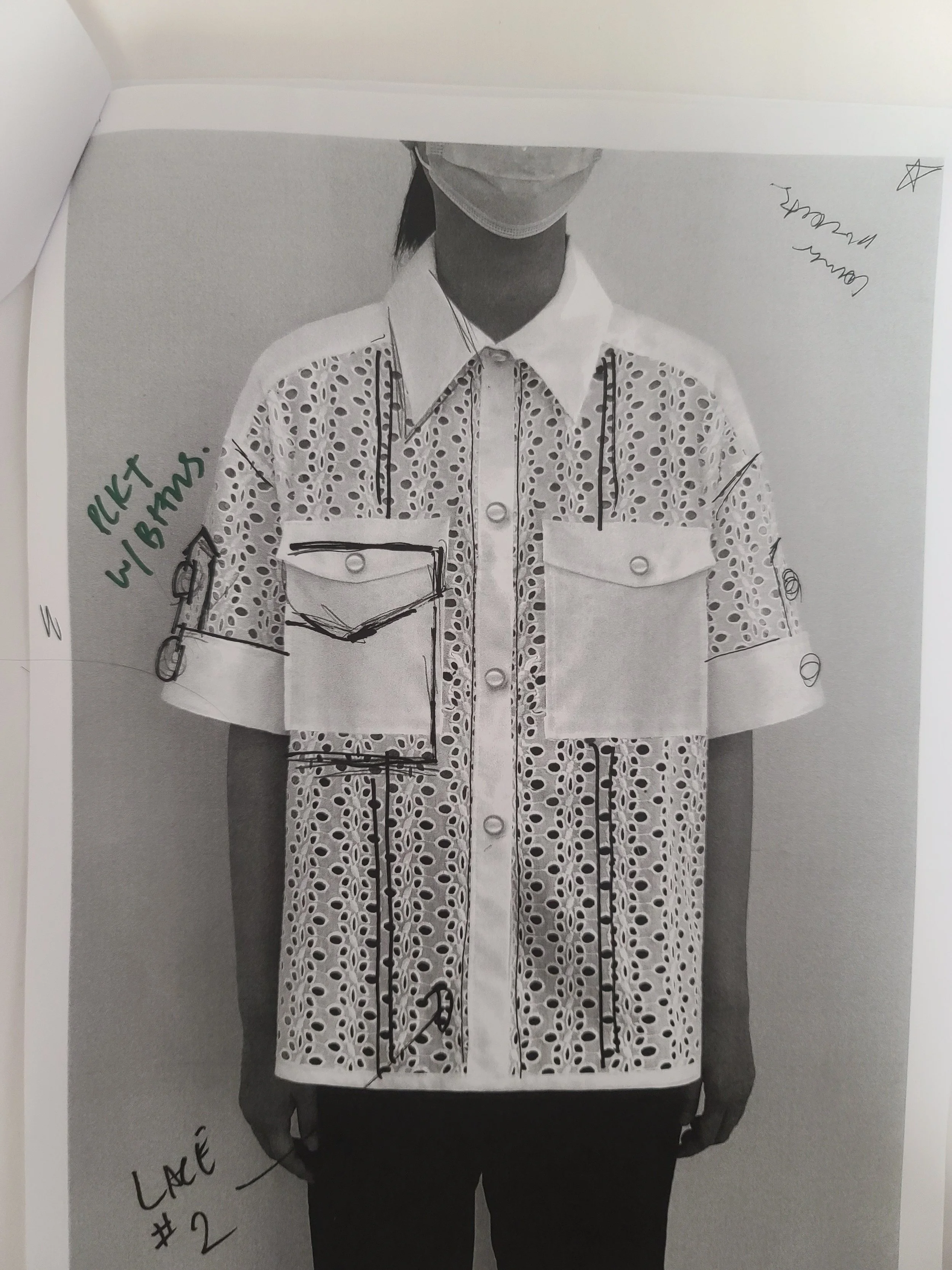  One step in of our process was making changes to samples when we started making CADs. The team communicated these changes to me in this instance by noting changes on fit images. 