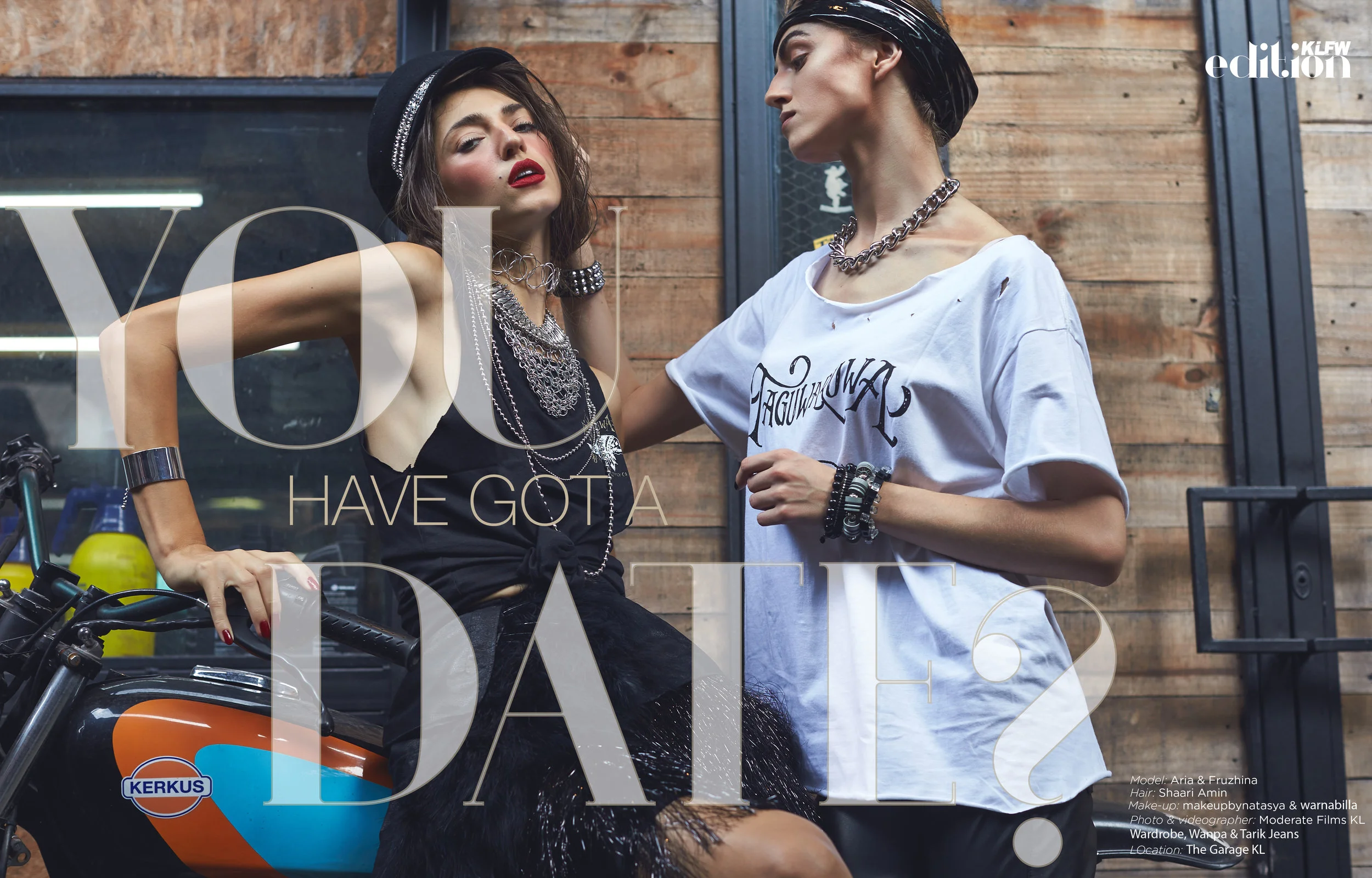Models: Aria & Fruzh i , Hair: shaari_amin , Makeup: makeupbynatasya & warnabilla , Stylist: nazlivingastyle , Wardrobe , Wanpa & Tarik Jeans , Photo & Videographer: Moderate Films KL , Location: The Garage KL