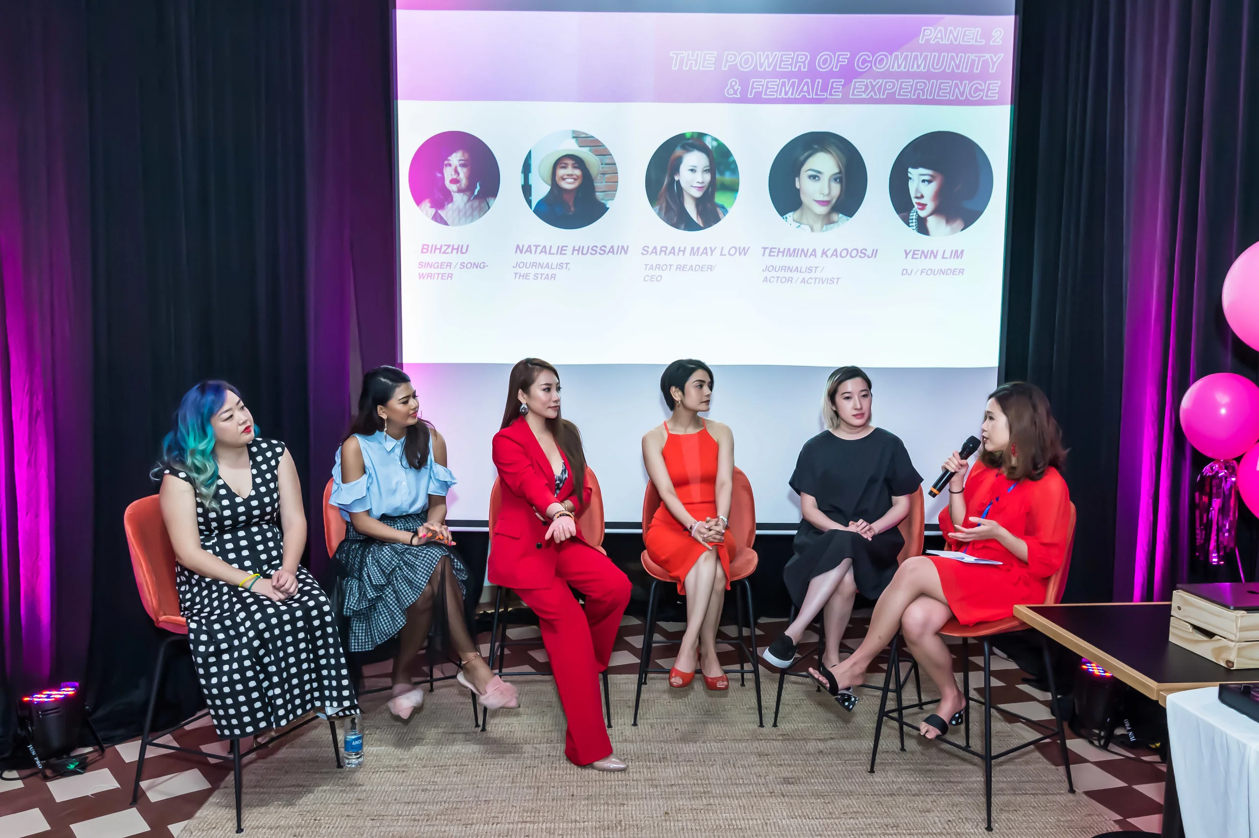 BIHZHU Singer/Songwriter NATALIE HUSSAIN Journalist, The Star SARAH MAY LOW Tarot Reader/CEO of Dragon Phoenix Media & Events TEHMINA Tehmina KAOOSJI Journalist/Actor/Activist YENN LIM DJ/Founder of LEN by Yenn Lim Moderated by Melly Ling , Brand Manager of Swingvy