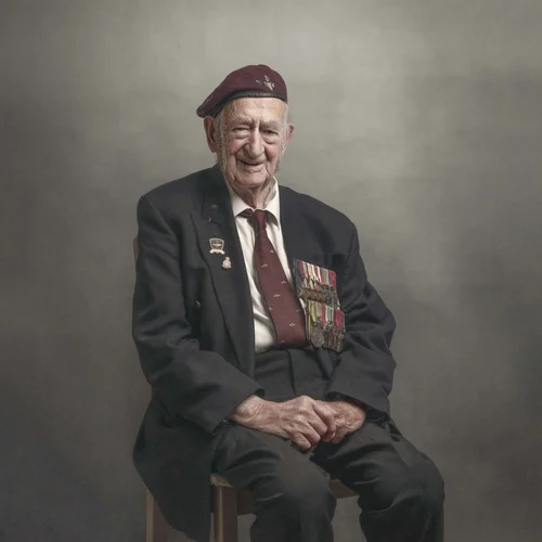 Portrait of John Sleep, Second World War veteran, by Glyn Dewis