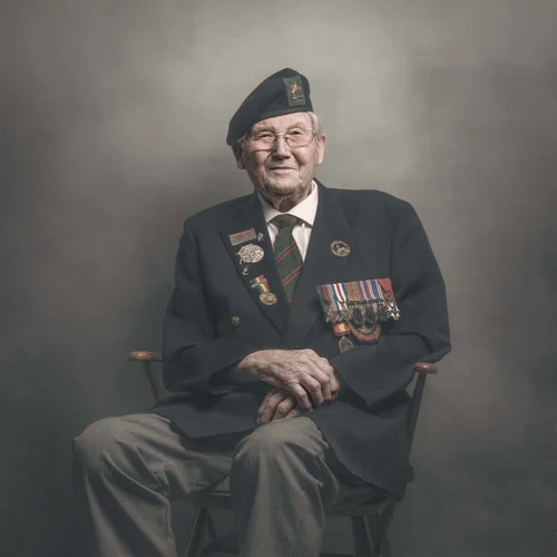Portrait of David Edwards, Second World War veteran, by Glyn Dewis