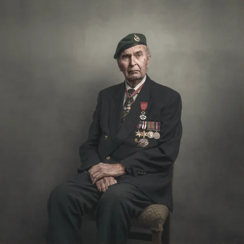 Portrait of Idwal Symonds, Second World War veteran, by Glyn Dewis