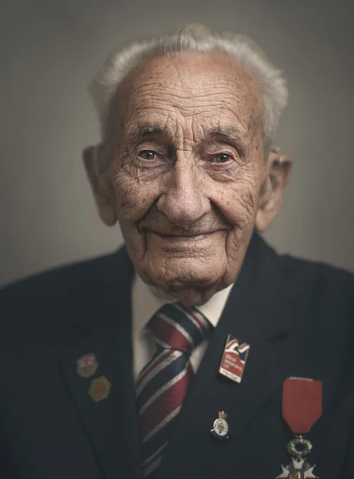 Portrait of Albert Allen, Second World War veteran, by Glyn Dewis