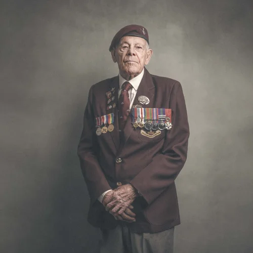 Portrait of Leonard Trewin, Second World War veteran, by Glyn Dewis