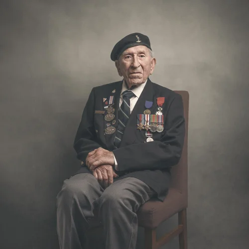 Portrait of Stan Swansborough, Second World War veteran, by Glyn Dewis