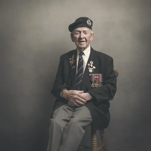 Portrait of Danny McCrudden, Second World War veteran, by Glyn Dewis