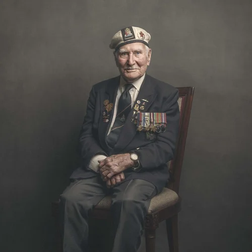 Portrait of Ernest Davies, Second World War veteran, by Glyn Dewis