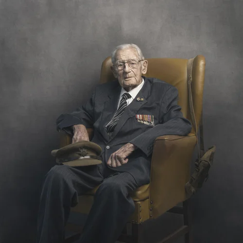 Portrait of Gordon Short, Second World War veteran, by Glyn Dewis