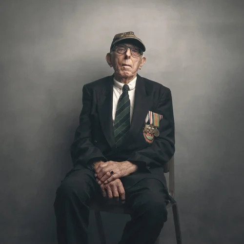 Portrait of Charles Payne, Second World War veteran, by Glyn Dewis
