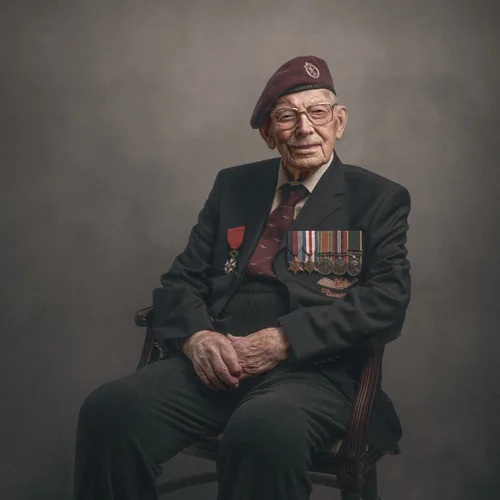 Portrait of Denzil Cooper, Second World War veteran, by Glyn Dewis