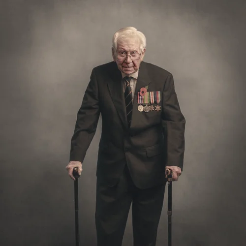 Portrait of Derek Perkins, Second World War veteran, by Glyn Dewis