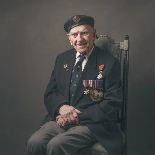Portrait of George Avery, Second World War veteran, by Glyn Dewis