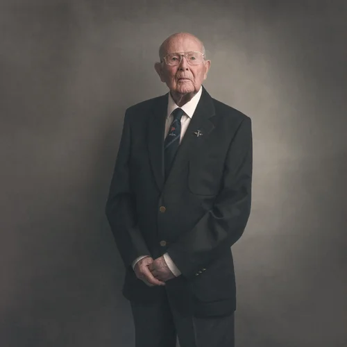 Portrait of George Elliott, Second World War veteran, by Glyn Dewis