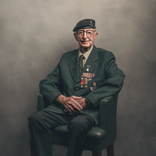 Portrait of James Corrigan, Second World War veteran, by Glyn Dewis