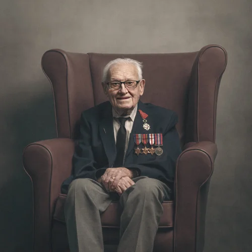 Portrait of Ken Docksey, Second World War veteran, by Glyn Dewis