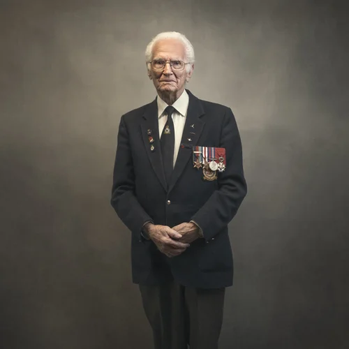 Portrait of Len Manning, Second World War veteran, by Glyn Dewis