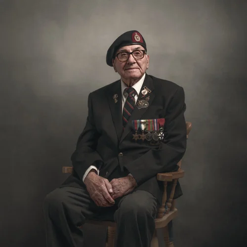 Portrait of Maurice Sadler, Second World War veteran, by Glyn Dewis