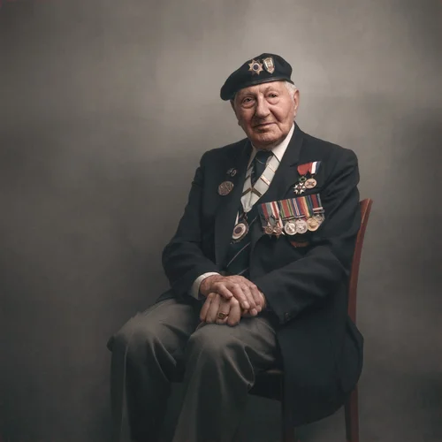 Portrait of Mervyn Kersh, Second World War veteran, by Glyn Dewis