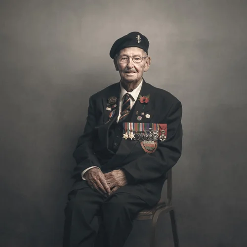 Portrait of Ron Stevens, Second World War veteran, by Glyn Dewis