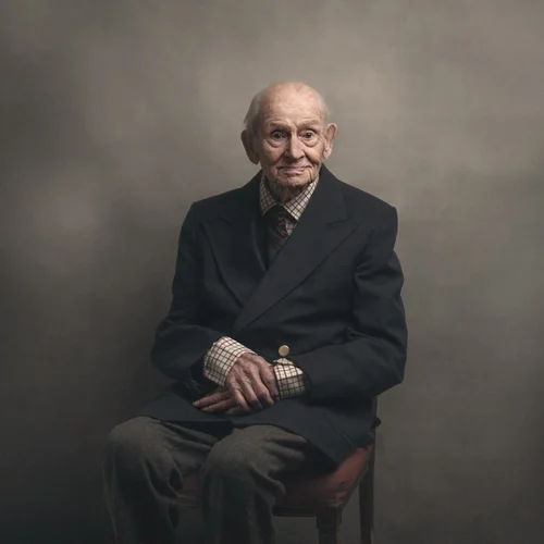 Portrait of William Brodie, Second World War veteran, by Glyn Dewis