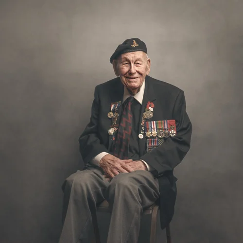 Portrait of William Spring, Second World War veteran, by Glyn Dewis