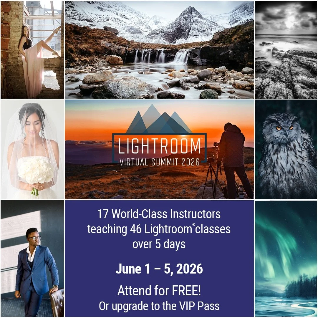🚨 Comment &ldquo;LIGHTROOM&rdquo; and I&rsquo;ll send you a message back with the link to grab your FREE PASS ✅

The FREE Lightroom Virtual Summit is BACK! Running from 1st thru 5th June with 45 classes (33+ hours) and 17 Instructirs including yours
