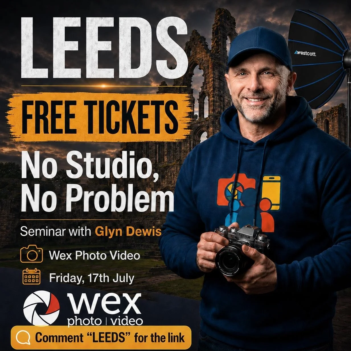 If you&rsquo;re in Leeds and you&rsquo;re into Photography, I&rsquo;ll be with @wexphotovideo for their Roadshow and presenting a seminar on portrait photography. 

🚨 Comments &ldquo;LEEDS&rdquo; and I&rsquo;ll send you the link to grab a free ticke