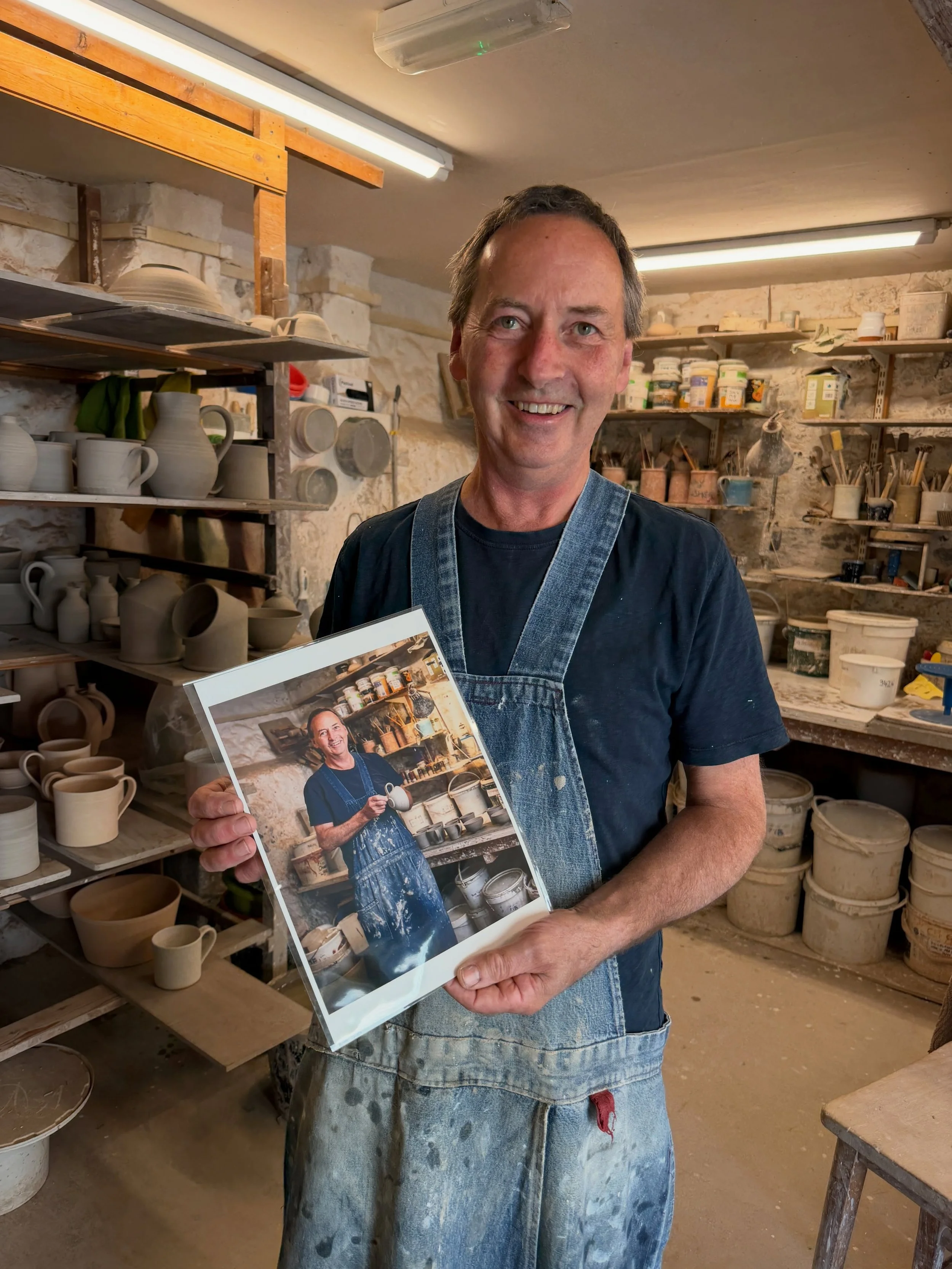 So just now, I popped in to see Harry Anderson @harrytownmillpottery ; the Potter in Lyme Regis that I photographed last week, to give him a print of his portrait.

Walking in I was greeted with &ldquo;Here he is. The photograph you took is amazing&r