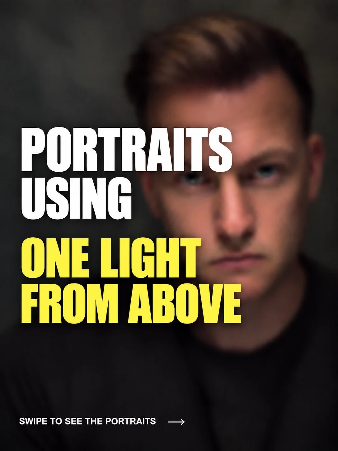 Been loving experimenting with the overhead lighting set up to create a strip of light down the dent of the face, leaving shadow on either side. The reflector (white) is positioned horizontal to the ground at around waist height to bounce a little bi