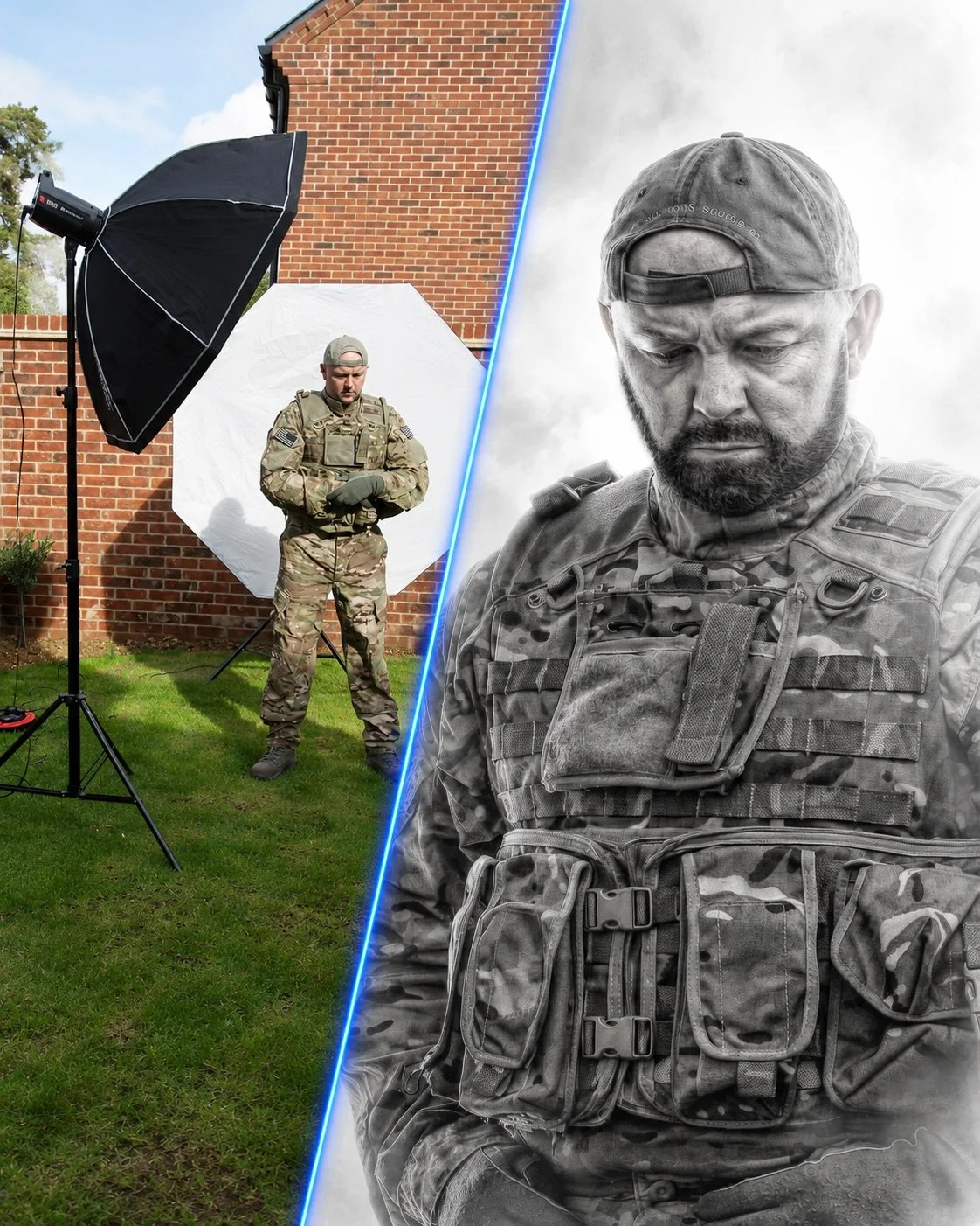 How is this 10 years ago???
Such a fun shot with my friend @barrypayne9270 to create our own version of the cover for &ldquo;American Sniper&rdquo;

2 lights, using a large octa softbox behind Barry to create the white background.