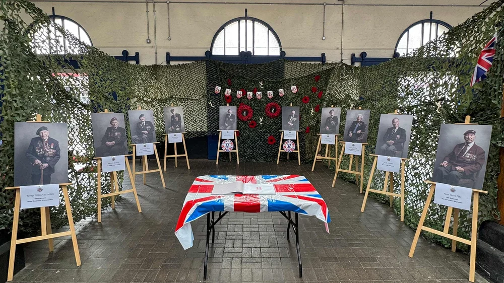 Portraits from the project on display at the Veterans Charity VE80 Festival in Barnstaple