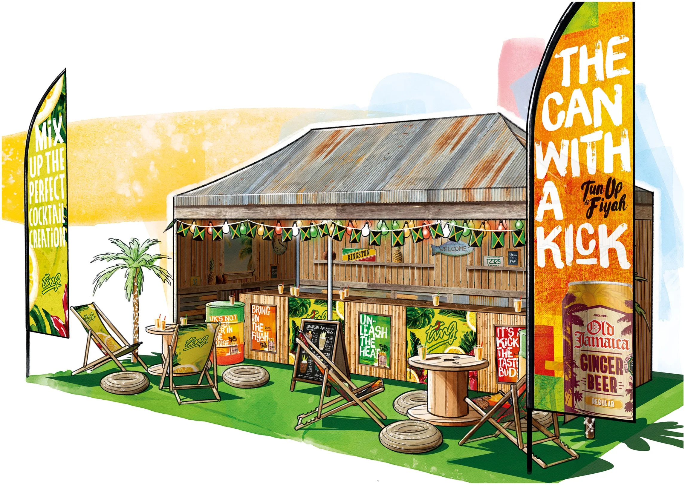 Old+Jamaica+and+Ting+marquee+design