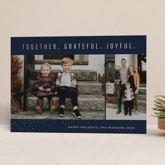 Excited to share my 2020 @minted holiday collection in the coming days. Together.Grateful.Joyful. Is a modern, yet classic design that transcends any one specific holiday. Available in six colors, greetings and different (real) foil. 💫 Link in profi