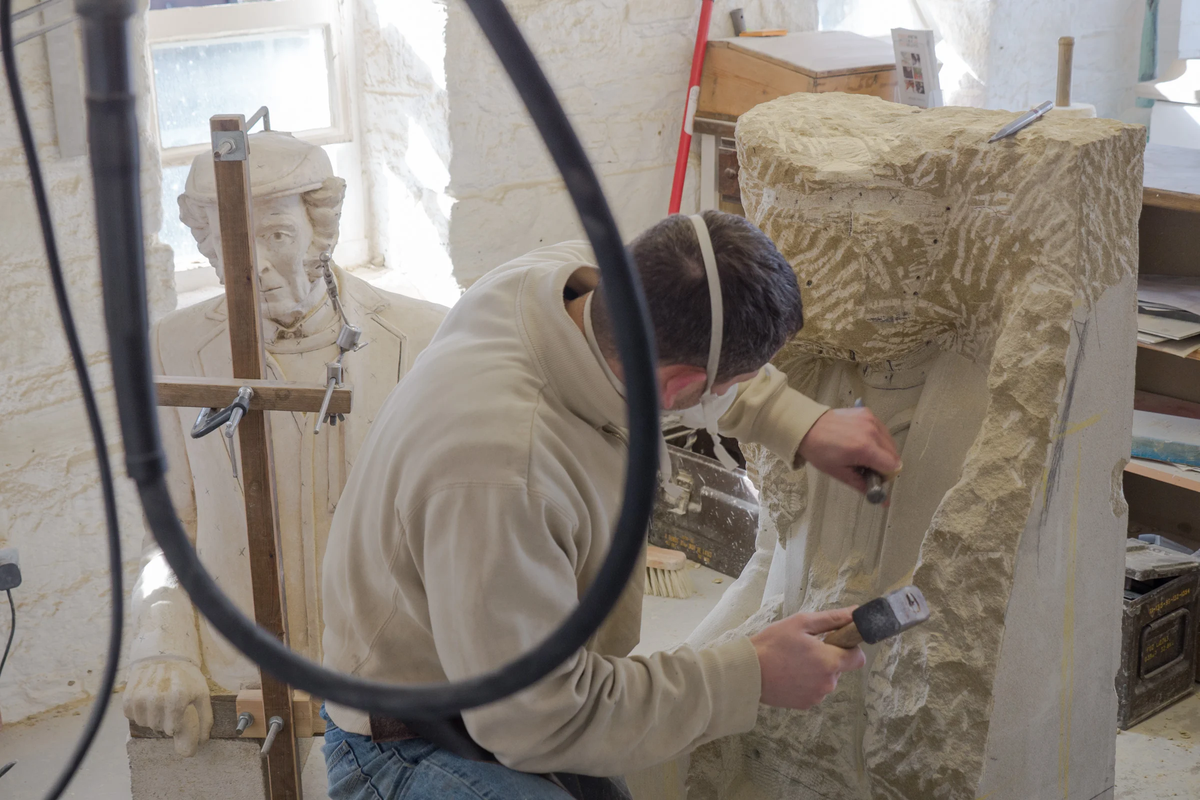 Joseph carving the shepherd - photo by Paul Harris