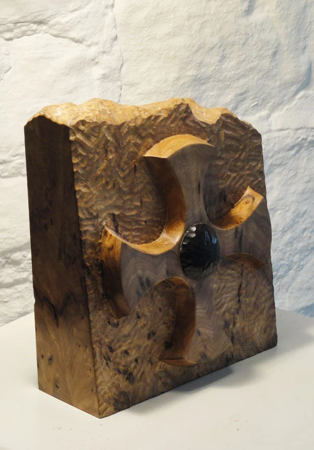 St Cuthberts cross Carved in Burr Elm and Ebony