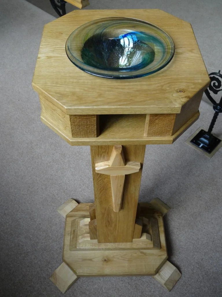 Font in Oak and Ash with handmade Bowl