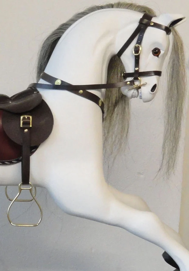Rocking Horse in Tulip wood, Leather and horse hair
