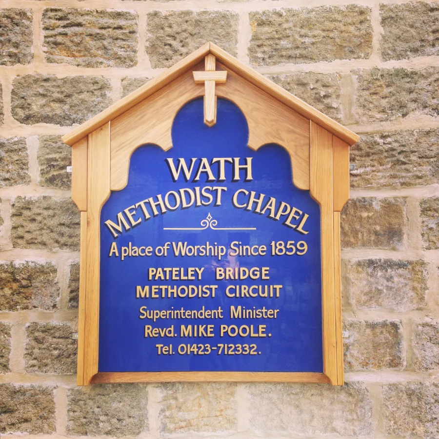 Wath Chapel hand painted sign in Oak and Ash