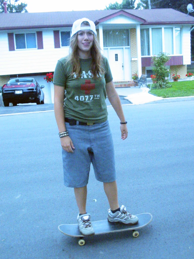  I went through a skater phase in my late teens/ early 20s, where I thought I could skateboard. I made those shorts from a pair of secondhand old man pants! 