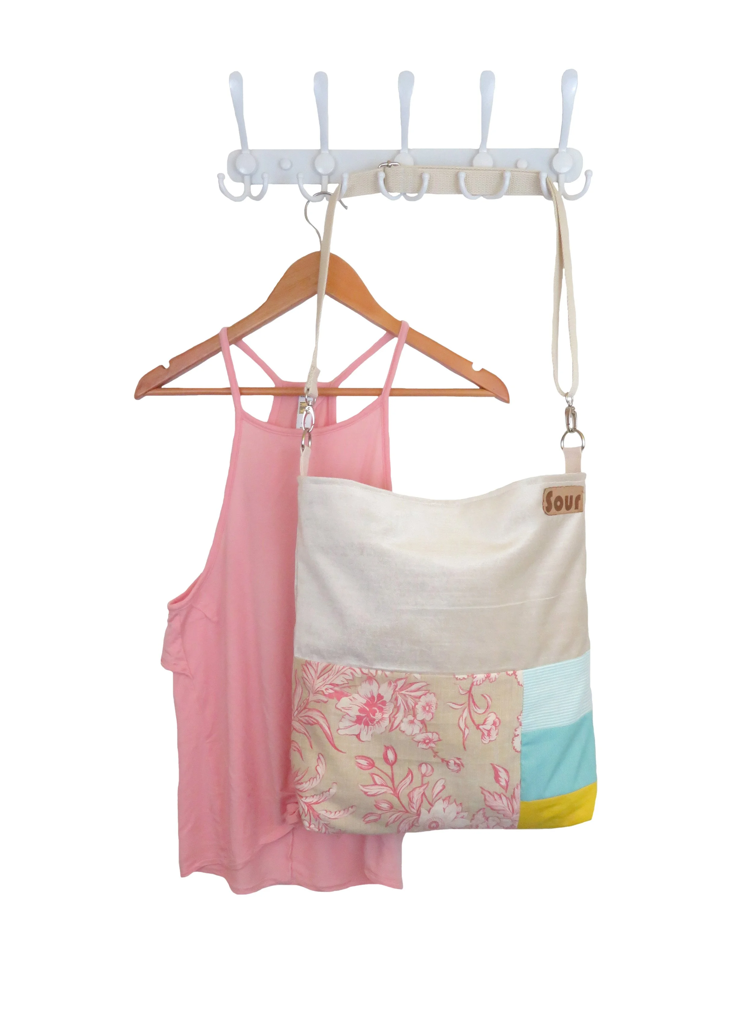 Bitter Sweet// Cream Velvet, Floral Pink, Aqua and Yellow Crossbody Bag