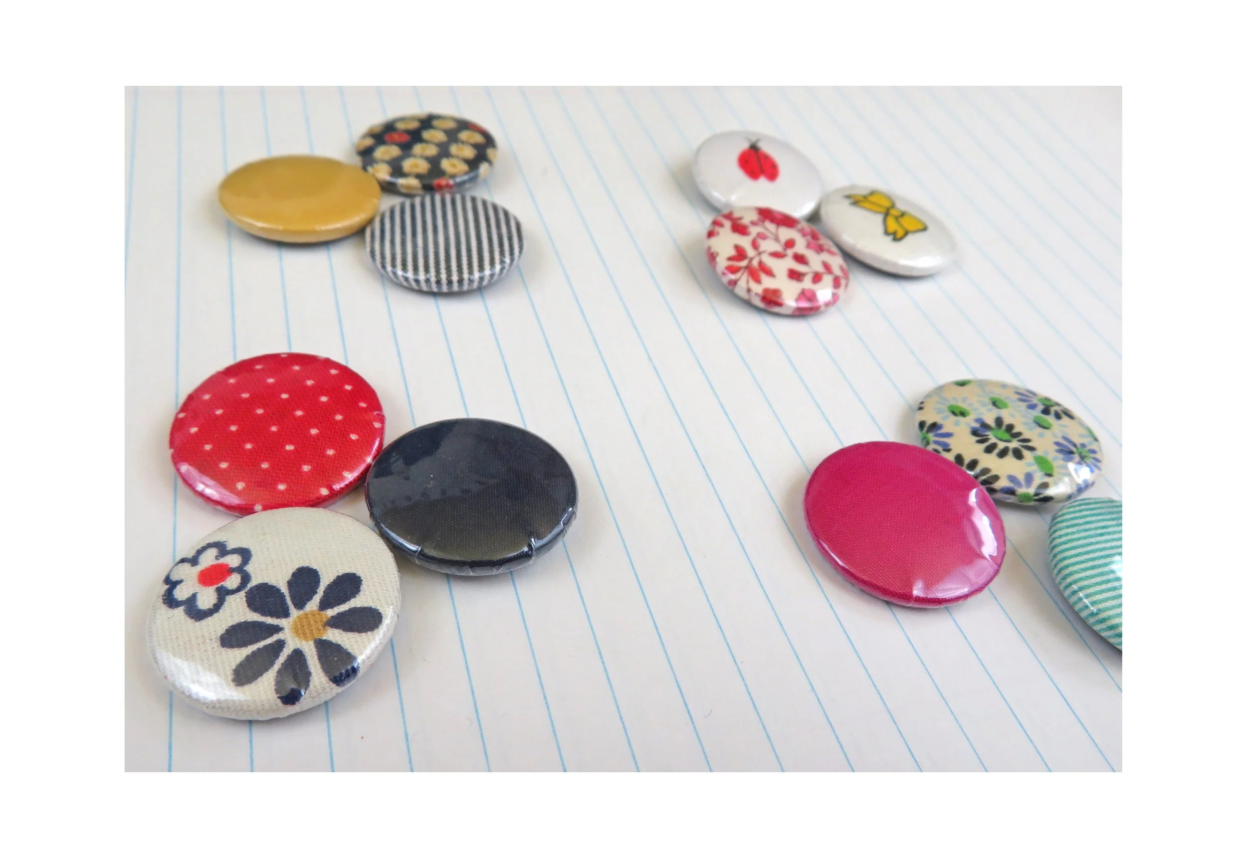 1 inch Upcycled Fabric Pin Sets ( 3 in a set)