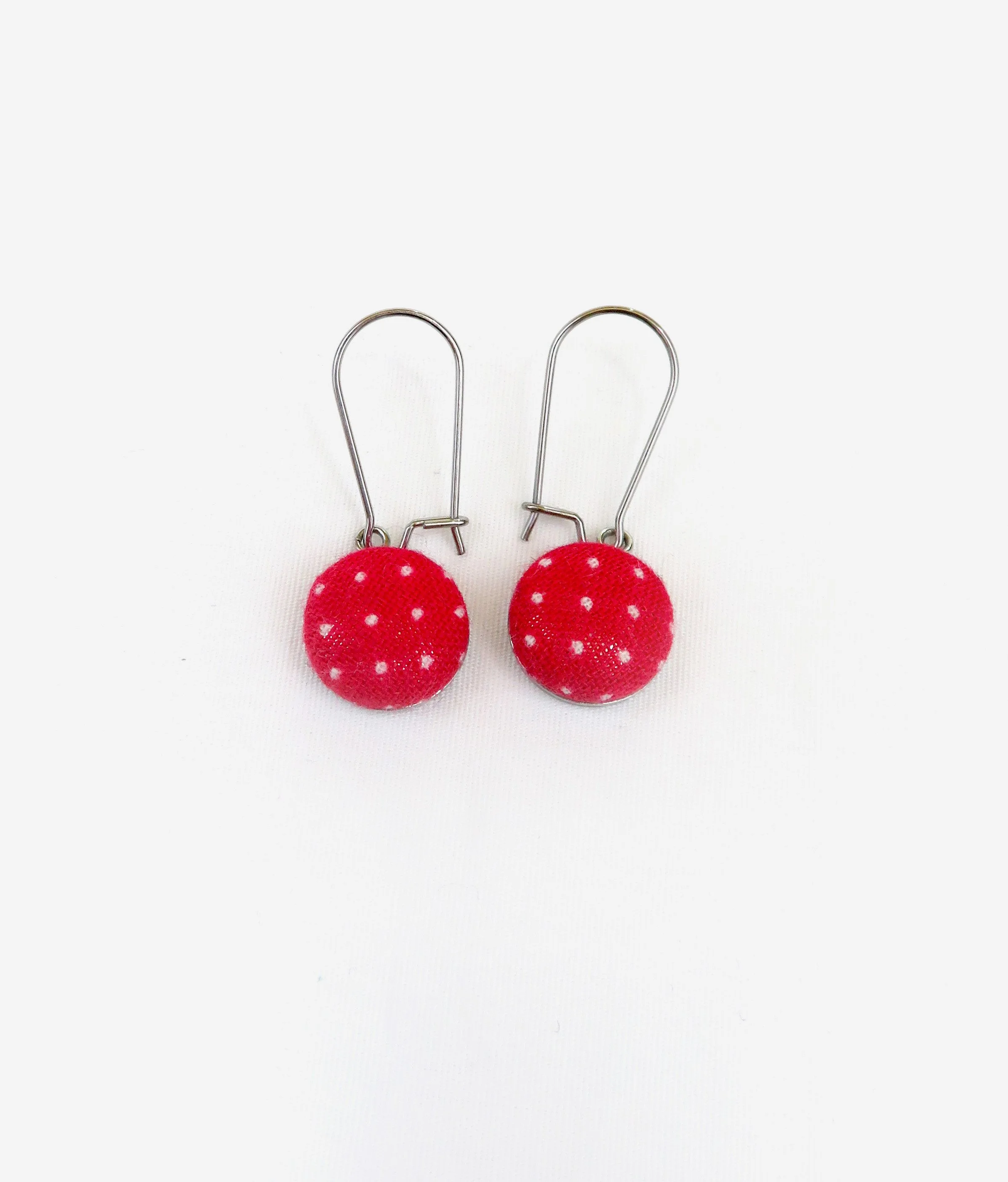 Red Polka Dot Kidney Wire Earring