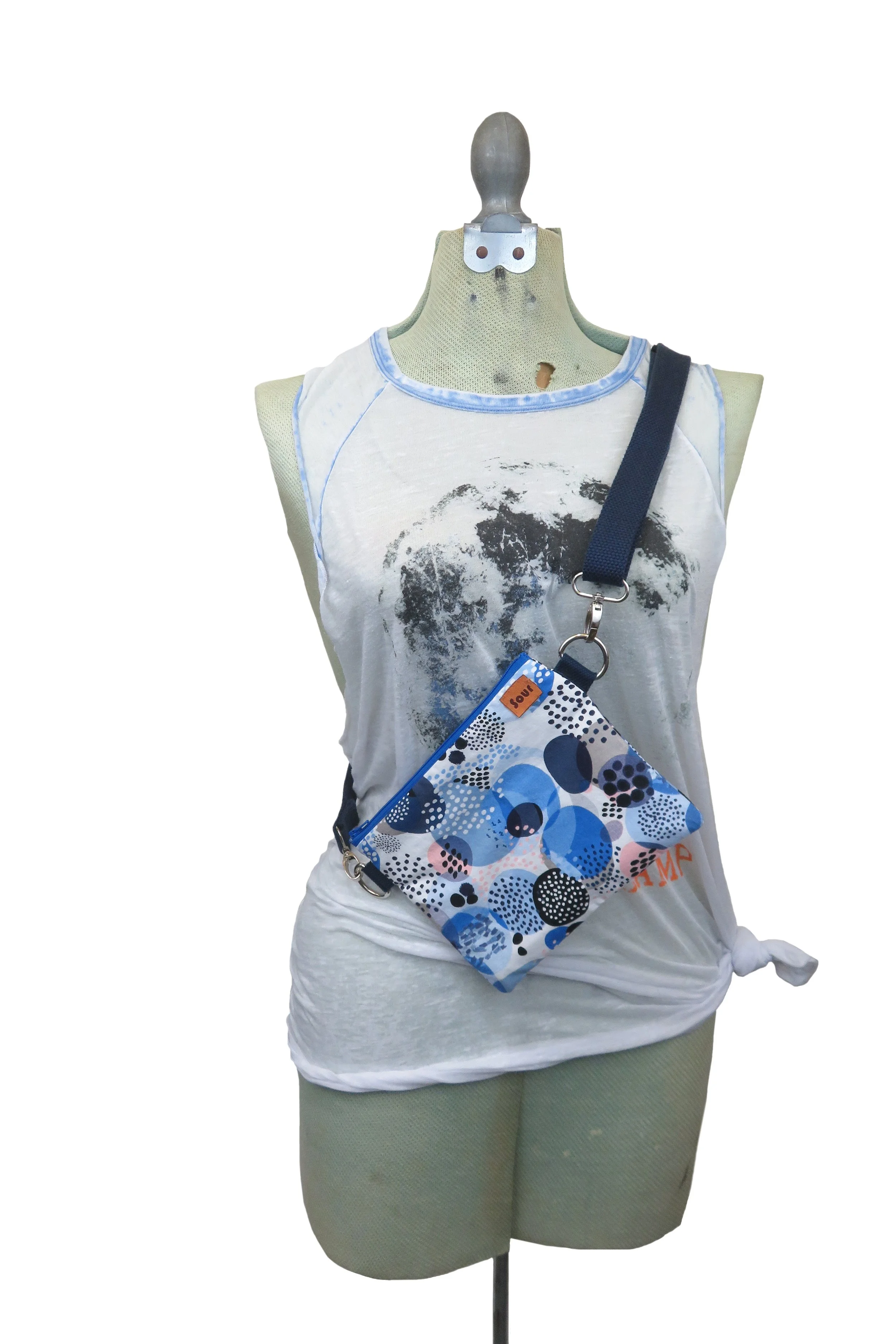 Everybody's All Right// Blue, Pink and Black Bubble Print Belt Bag
