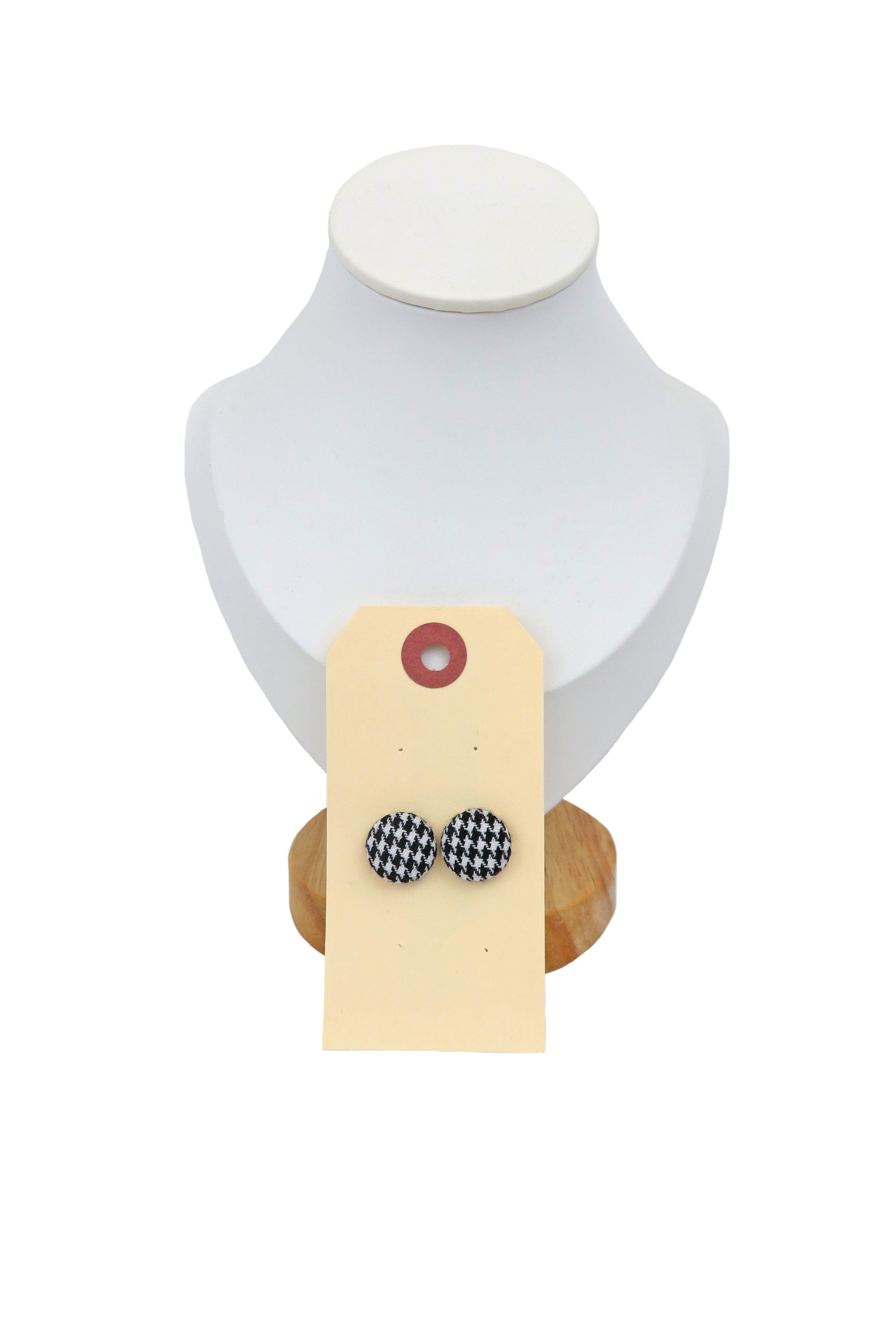 The World I Know// Large Houndstooth Button Covered Earrings