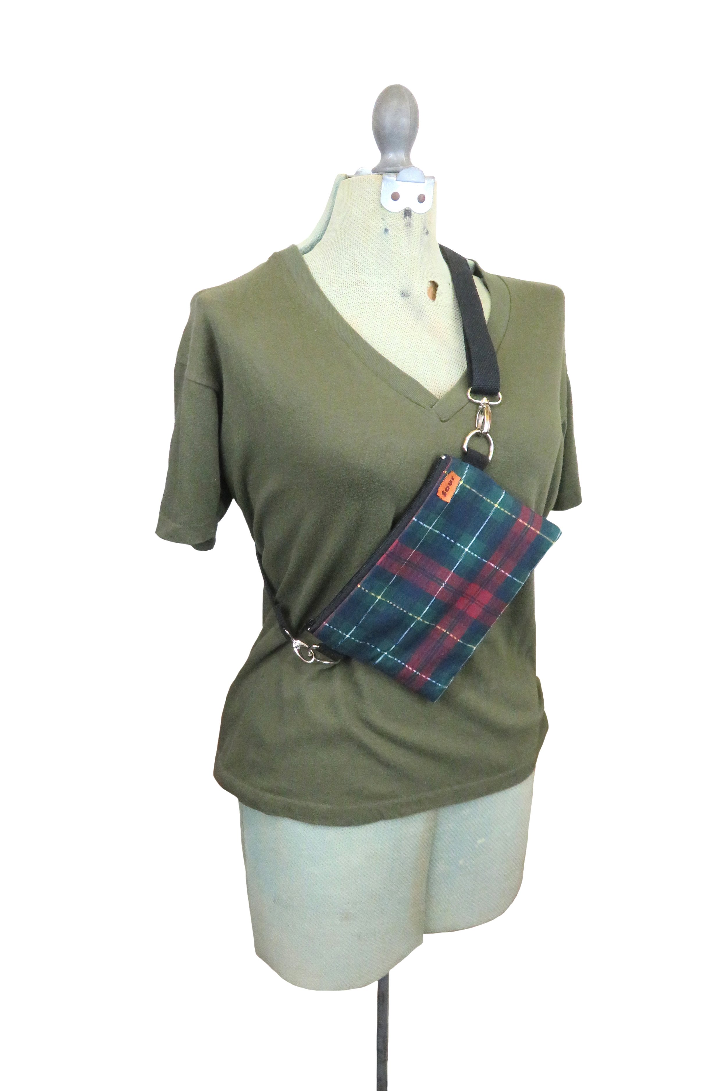 Everybody's All Right // Navy, Green and Red Plaid Belt Bag