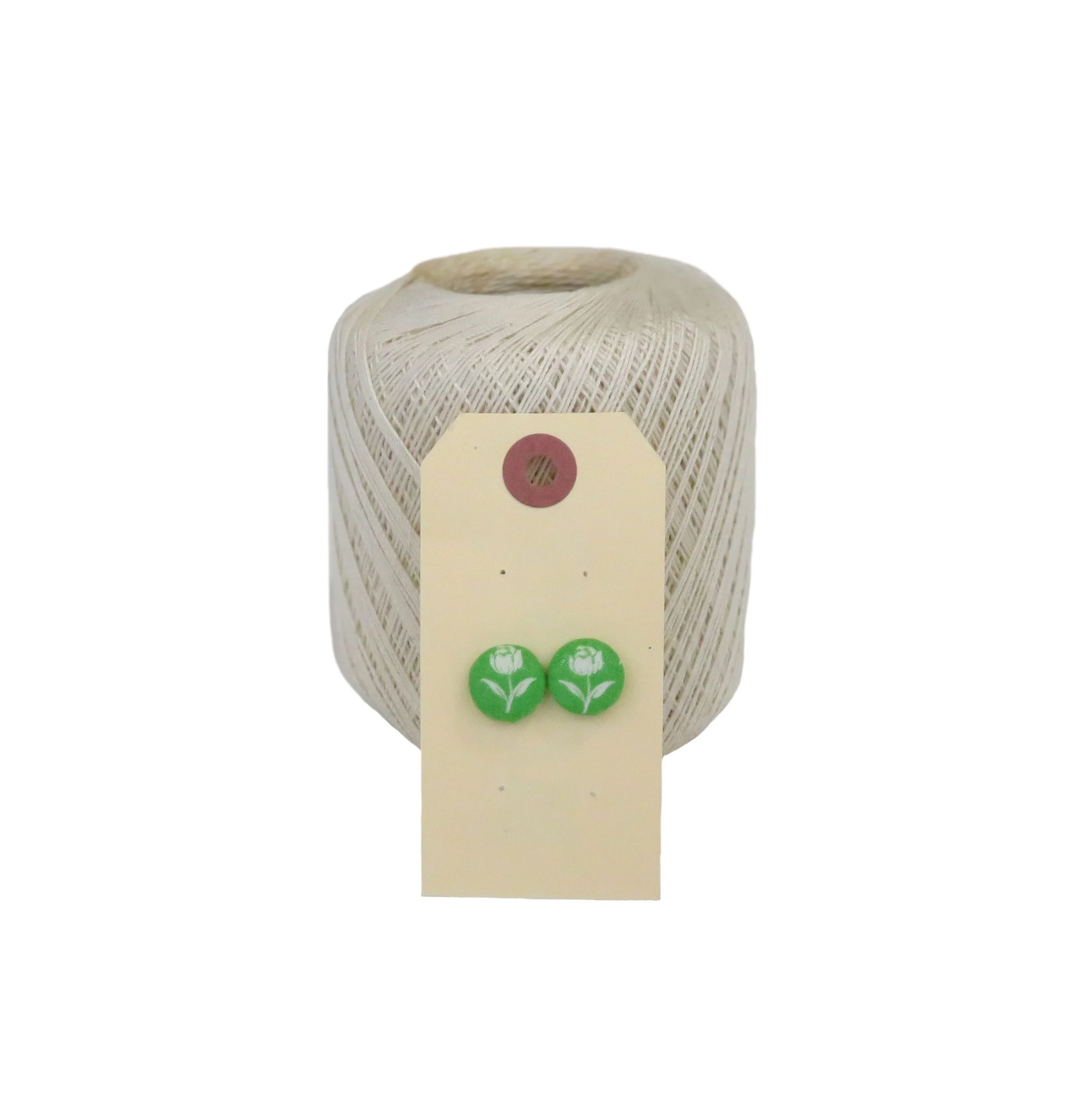 Everybody's All Right// Large Green and Tulip Print Button Covered Earrings