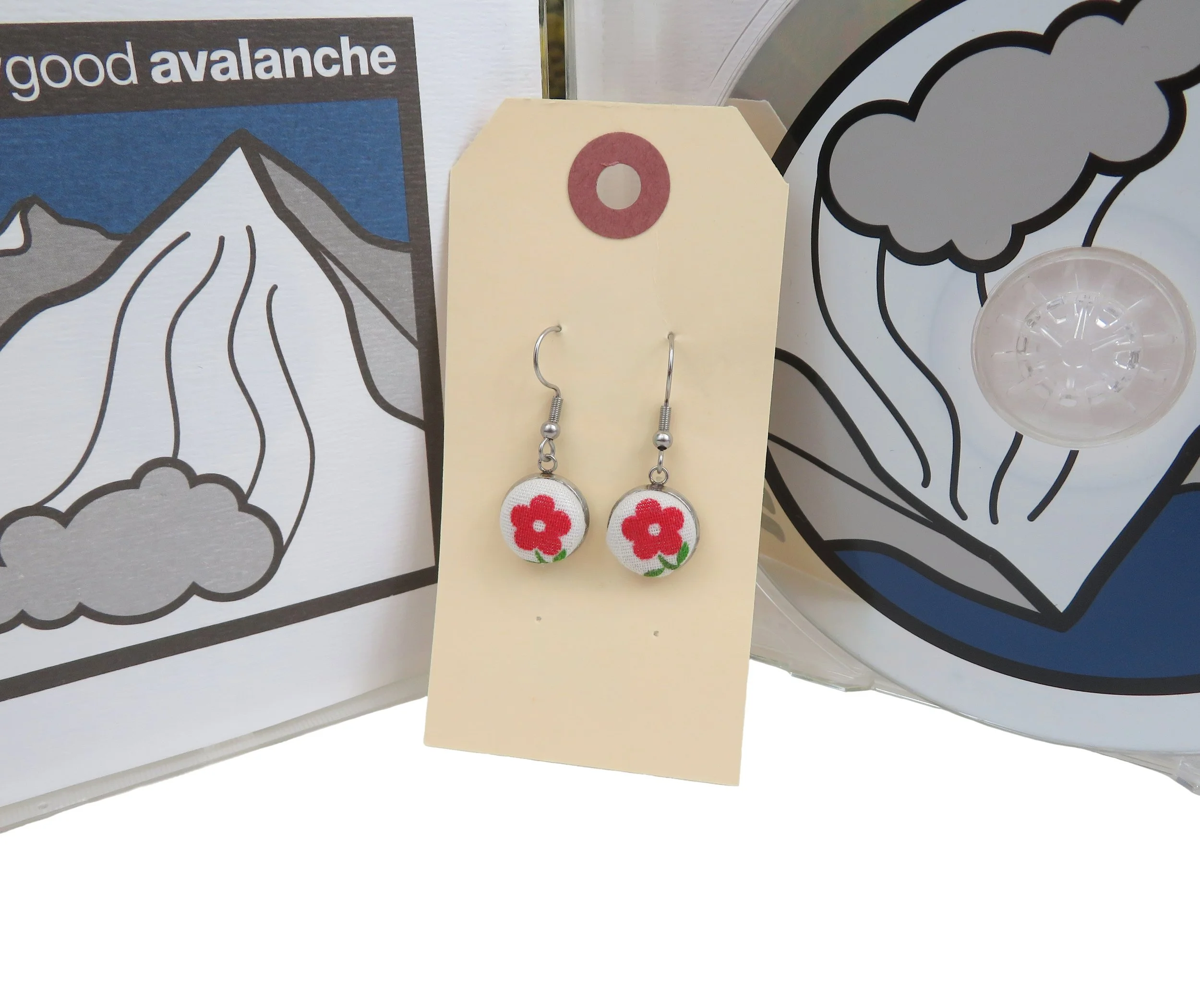 Not So Fancy// Retro Red Flower Hook Earrings